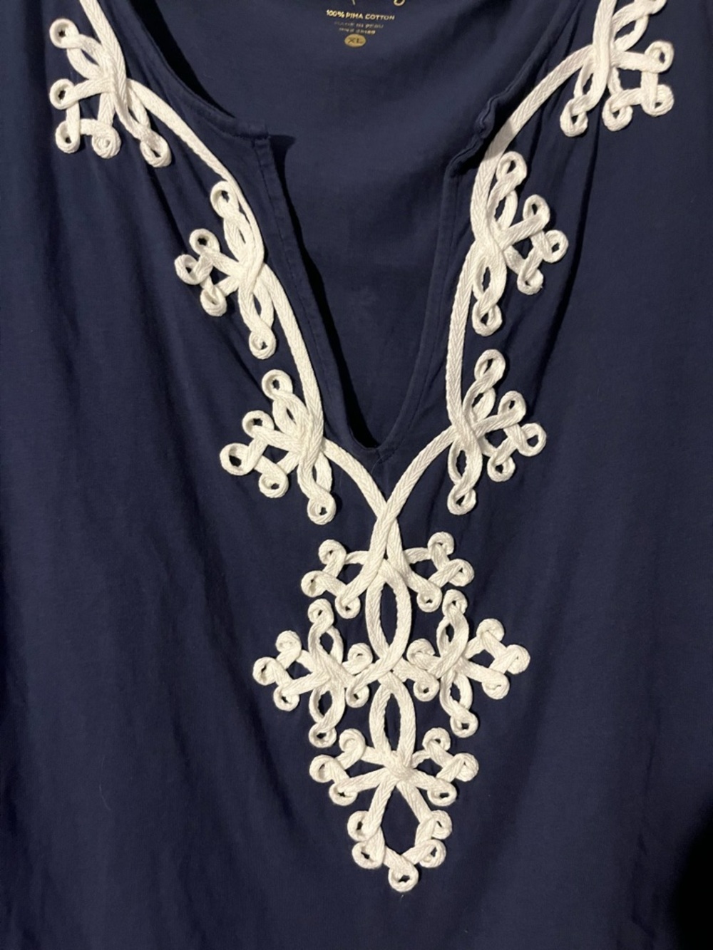 Lilly Pulitzer Marina Navy Blue 100% Cotton Mini Shift Dress Women’s XL - Picture 4 of 9